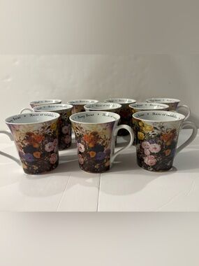 FANNY BURAT FLORAL COFFEE TEA MUG Set of 10